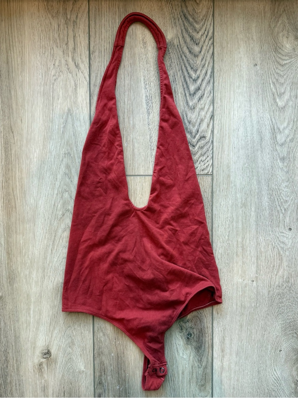 Deep Red Halter One-Piece Bodysuit
